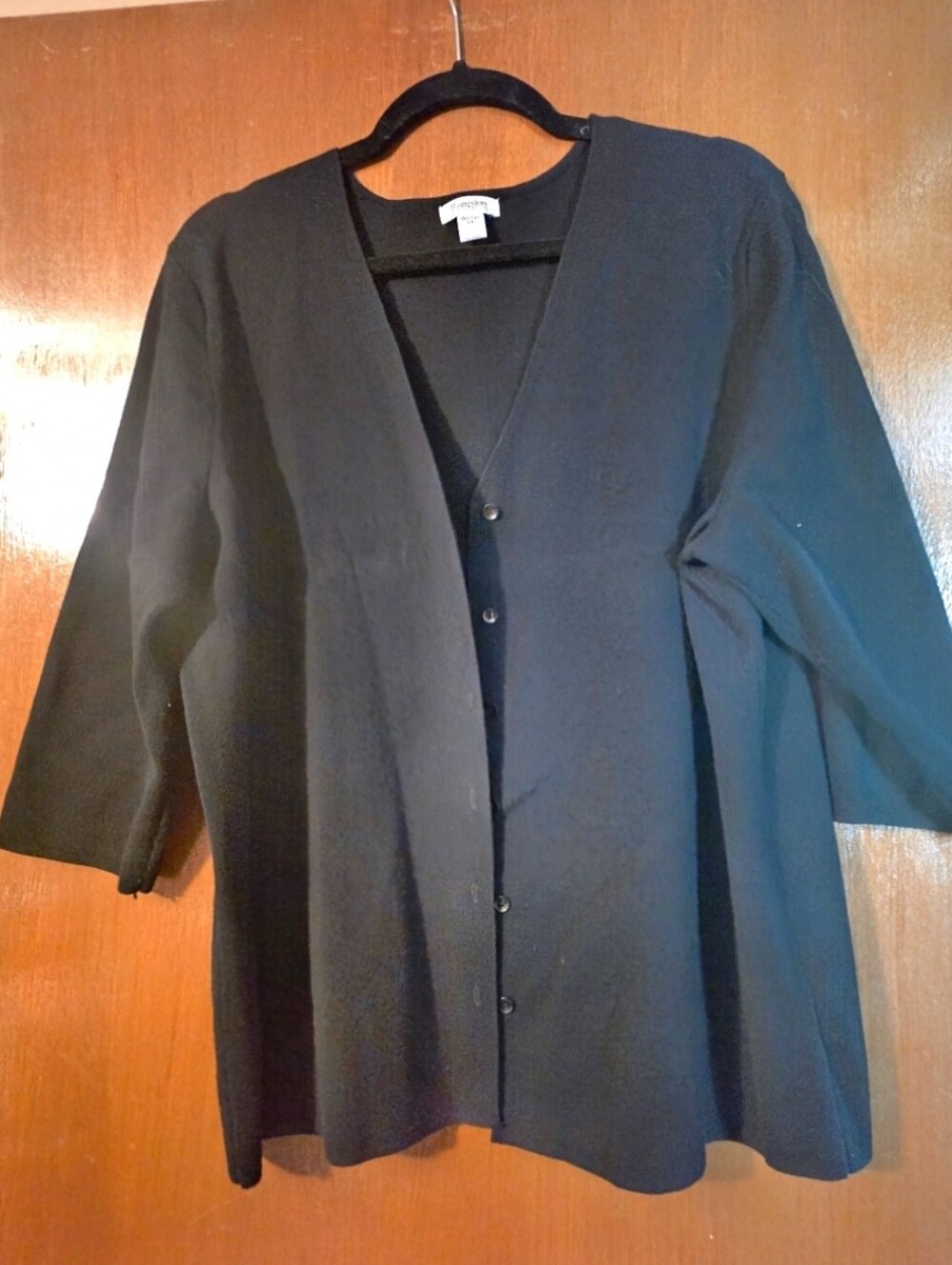 Hampshire Studio 2xl Black 3/4 Length Sleeve Cardigan